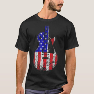T-shirt American Flag Guitar 4th Of July Pride Guitarist V