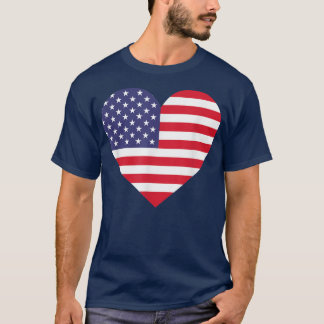 T-shirt American Flag Heart 4 juillet USA Love Patriotic