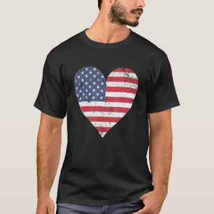 T-shirt American Flag Heart 4 juillet Usa Patriotic