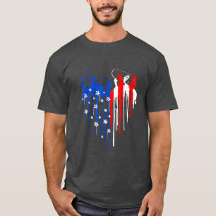 T-shirt American Flag Heart 4th Of July Fishing Men Dad Pa