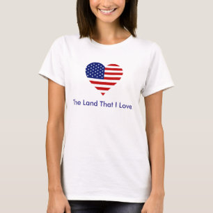 T-shirt American Flag Heart America La terre que j'aime
