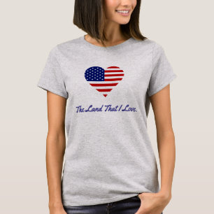 T-shirt American Flag Heart America La terre que j'aime