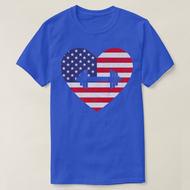 T-shirt American Flag Heart GYM 4th of July USA Patriotic  (Design devant)