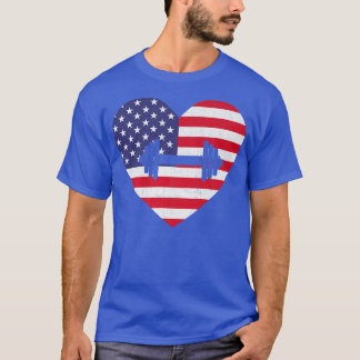 T-shirt American Flag Heart GYM 4th of July USA Patriotic 