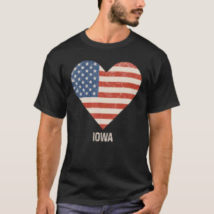 T-shirt American Flag Heart Iowa 4 juillet Patriotique Usa