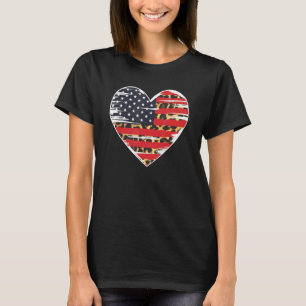 T-shirt American Flag Heart Leopard Usa Patriotic 4th Of J