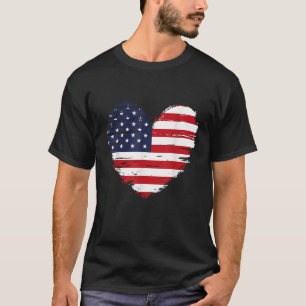 T-shirt American Flag Heart Retro Vintage USA 4 juillet