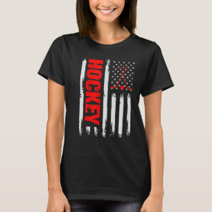 T-shirt American Flag Hockey Usa Patriotique Sport Jeux Lo