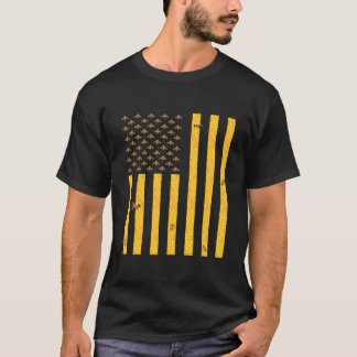 T-shirt American Flag Honeycomb Honey Bee Beekeeg Beekeepe