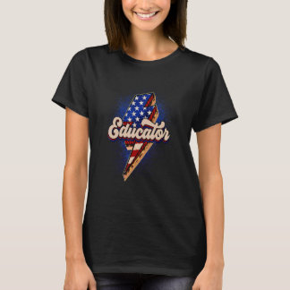T-shirt American Flag Lightning Bolt Educator