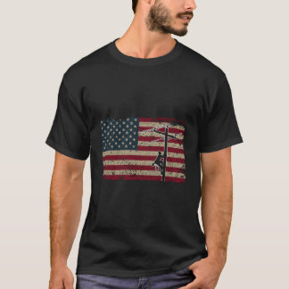 T-shirt American Flag Lineman Cadeau I Electricien patriot