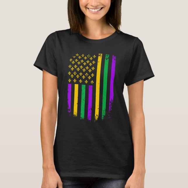 T-shirt American Flag Mardi Gras Fleur De Lys Mardi Gras C (Devant)