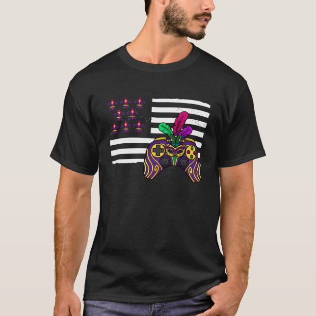 T-shirt American flag mardi gras gaming parade  1 (Devant)