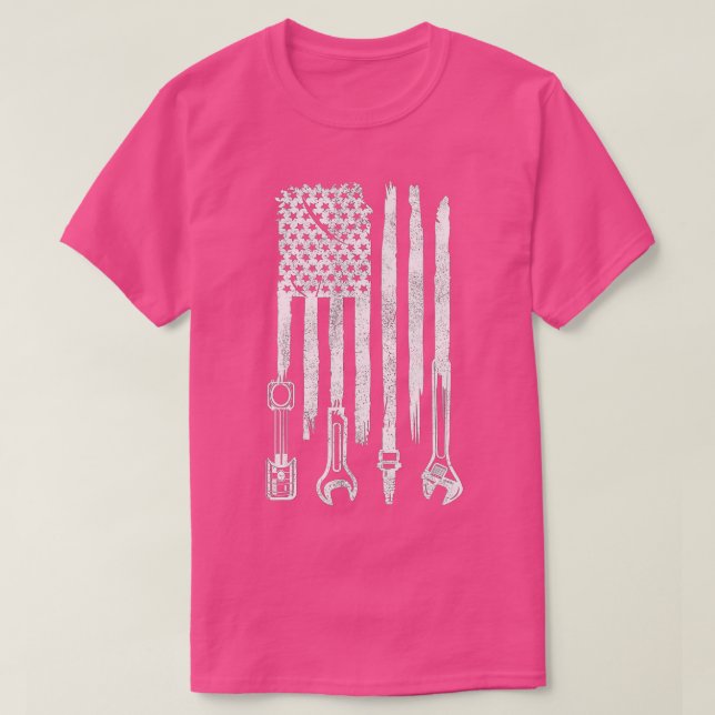 T-shirt American Flag Mechanic Tools Car Fixing Essentials (Design devant)