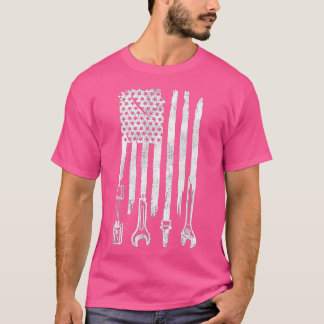 T-shirt American Flag Mechanic Tools Car Fixing Essentials