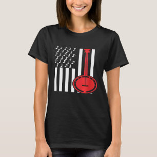 T-shirt American Flag Notes musicales Banjo