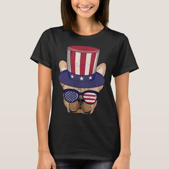 T-shirt American Flag Patriotic French Bulldog Apparel 4th (Devant)