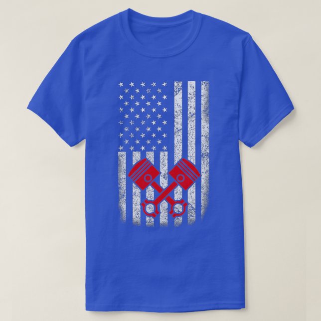 T-shirt American Flag Piston Muscle Voiture Patriotique Vi (Design devant)
