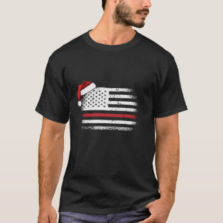 T-shirt American Flag Pompier de Noël Pyjama Cool Xm