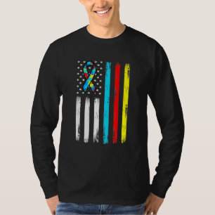 T-shirt American Flag Puzzle Pièce Ruban Cool Autisme Awar
