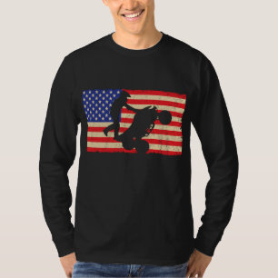 T-shirt American Flag Quad ATV Wheelie Bike Rider Cool Dis