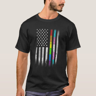 T-shirt American Flag Rainbow Homexion Rights LGBTQ Bise