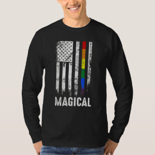 T-shirt American Flag Rainbow Magique Gay Lgbtq Lgbt Pride