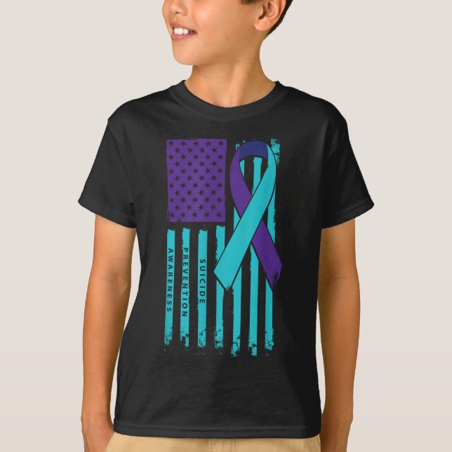 T-shirt American Flag Ribbon Sensibilisation au suicide gu (Devant)