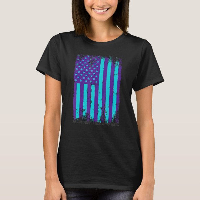 T-shirt American Flag Ribbon Sensibilisation au suicide gu (Devant)