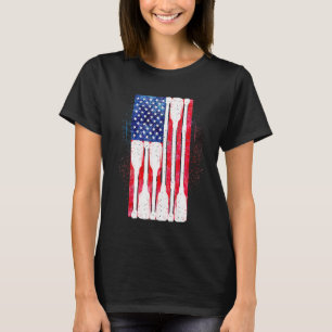 T-shirt American Flag Rowing Oar Cute US Row Crew 4th Of J