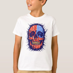 T-shirt American Flag Skull Art - Gold Dental Cadeau