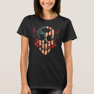T-shirt American Flag Skull Juillet 4 Scary Skelton Patrio