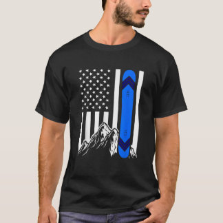 T-shirt American Flag Snowboarding Gifts Mountain Snowboar