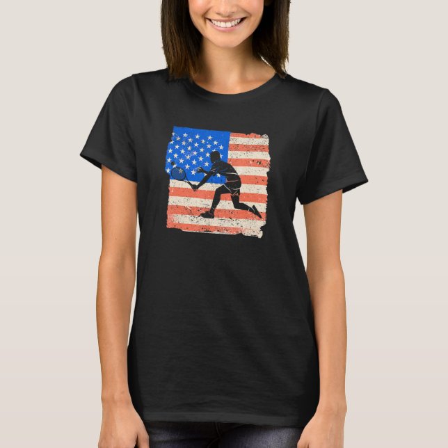 T-shirt American Flag Tennis Player Funny US Sports Lover  (Devant)
