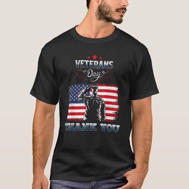 T-shirt American Flag Thank you Veterans Proud Veteran 1 (Devant)