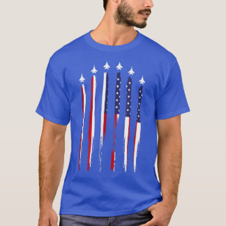 T-shirt American Flag USA Airplane Jet Fighter 4th of July
