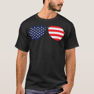 T-shirt American Flag USA Aviator Lunettes de soleil