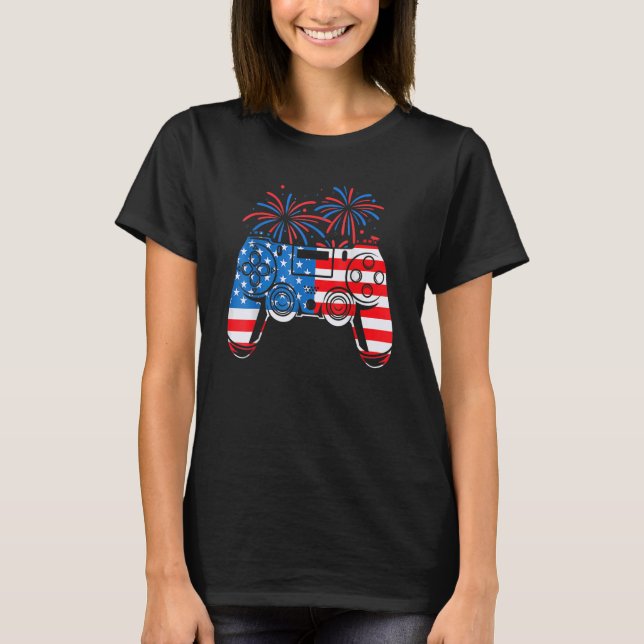 T-shirt American Flag Video Game Controller Happy 4th Of J (Devant)