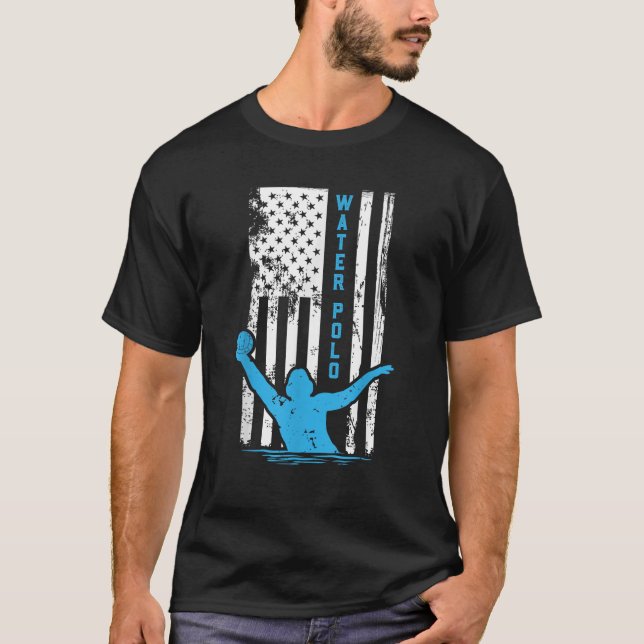 T-shirt American Flag Water Polo Fier Joueur Coach Équipe  (Devant)