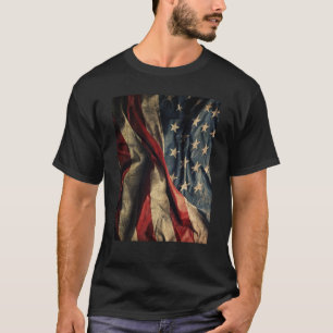 T-shirt American Flag Waving Fabric Design Hommes