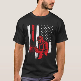 T-shirt American Flag Welder Travailleur Vintage en métal