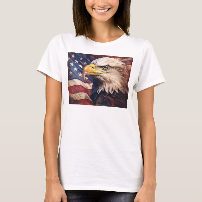 T-shirt American Flag with Bald Eagle Head (Devant)