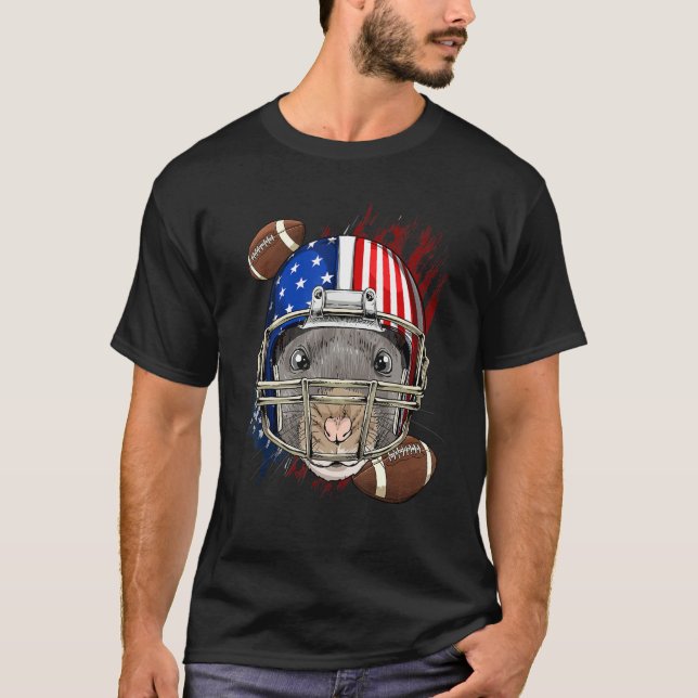 T-shirt American Football Player Rat Patriotic 4th Of July (Devant)