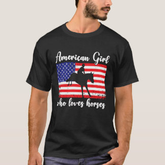T-shirt American Girl who loves eventing horses rider 4