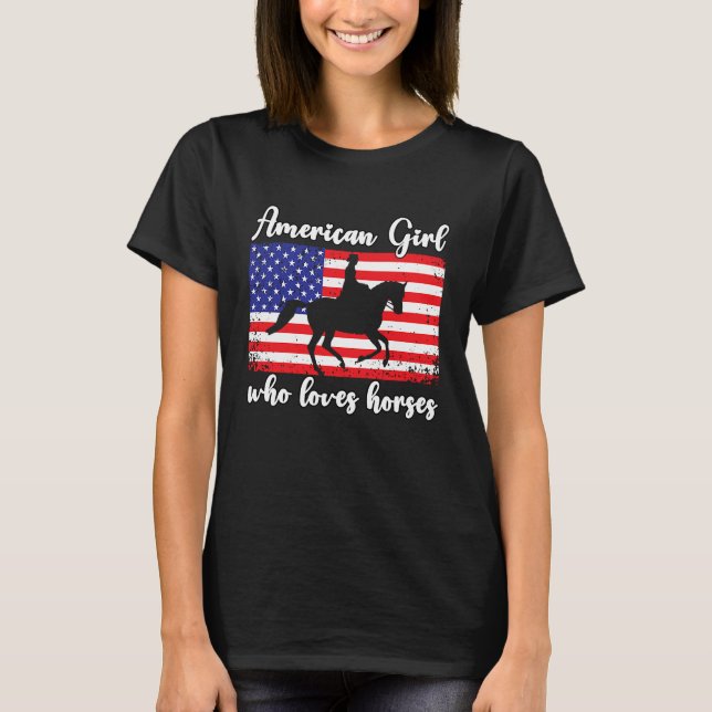 T-shirt American Girl who loves eventing horses rider  7 (Devant)