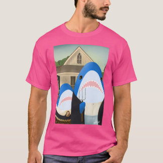 T-shirt American Gothic Blahajshark Edition