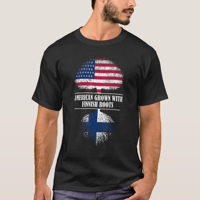 T-shirt American Grosse Avec Racines Finlandaises Finlande (Devant)