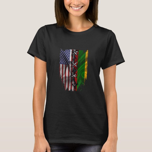 T-shirt American Grown Lithuanian Roots USA Lithuania Flag (Devant)