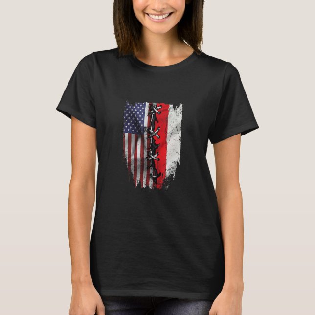 T-shirt American Grown Polish Roots USA Poland Flag (Devant)
