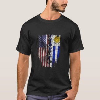 T-shirt American Grown Uruguayan Roots USA Uruguay Flag